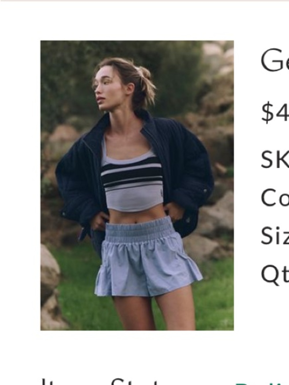 FP Movement by Free People Cloudy Waters Blue Ruffled Athletic Shorts